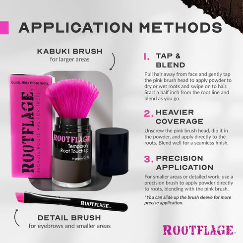 Root Touch Up Hair Powder, Temporary Hair Color, Gray Coverage, Eyebrow Filler, 09 Brown Black