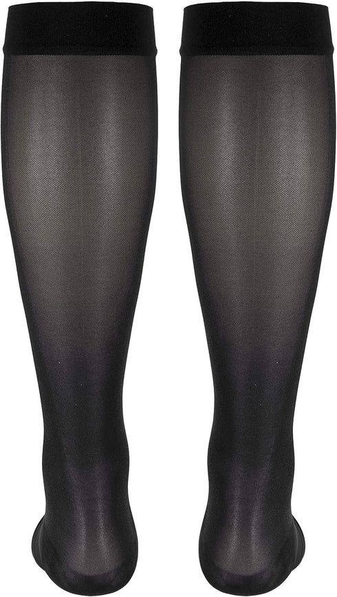 Truform Sheer Compression Stockings - 15-20 mmHg, Women's Knee High Length, Open Toe, Charcoal, 3X-Large