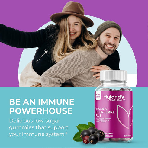 Hyland's Naturals Organic Elderberry Plus Gummies, Black Elderberry with ZINC and Vitamin C, Immune Support 60 Vegan