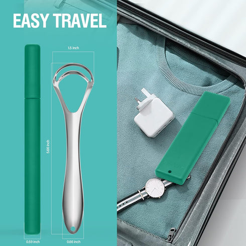 RONAVO Tongue Scraper for Adults, Stainless Steel Cleaner with Dual Scraping Head Design