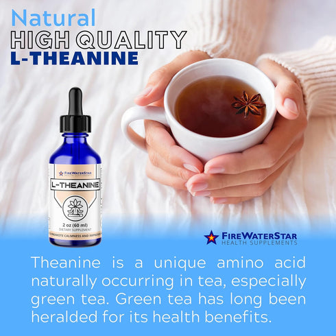 FWS L Theanine Liquid Drops - 200mg 99% Pure Bioactive L-Theanine, Organic, Vegan, Promotes Calmness and Relaxation