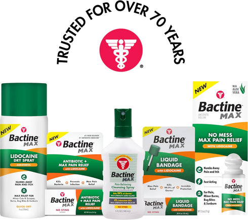 Bactine MAX Antibiotic + Pain Relieving Ointment, Lidocaine Numbing Cream for Minor Cuts, Scrapes & Burns - 0.5oz