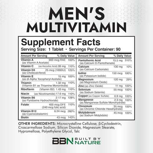 Immune, 90 Built by Nature Multivitamin for Men Mens Multivitamins & Vitamins for Men Daily Energy & Heart Health