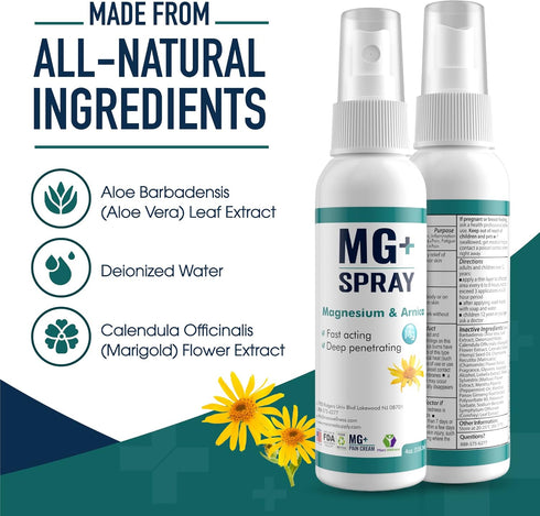 MARS WELLNESS MG+ Magnesium Spray (4 oz) - Extra Strength Magnesium Oil for Body Aches and Muscle Spasms