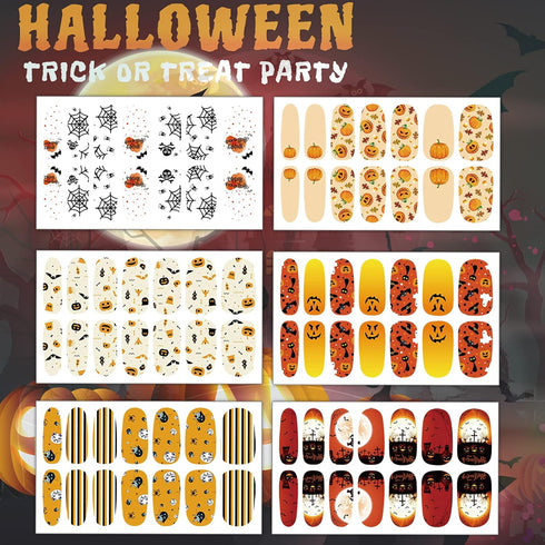 TailaiMei 12 Sheets Halloween Nail Wraps Stickers - Nail Polish Strips Self-Adhesive Full Wraps with 2 pcs Nail Files