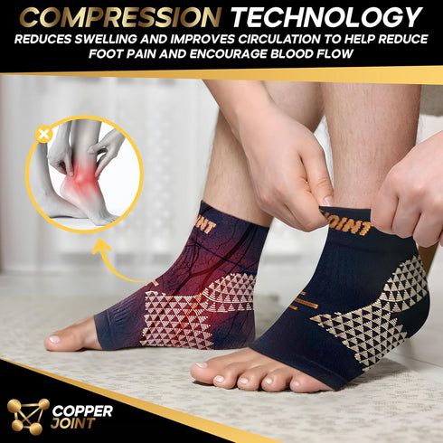 CopperJoint Foot Sleeve, Elastic Ankle Compression Socks for Women & Men, Copper Infused Support for Running