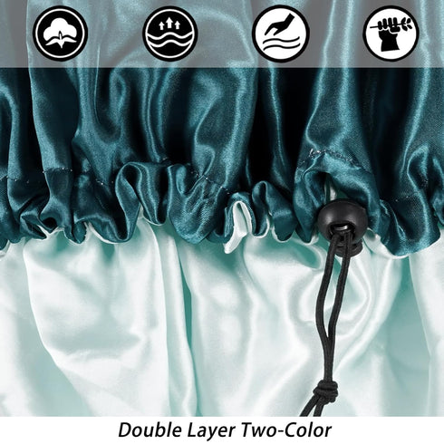 Satin Bonnet Silk Bonnet for Curly Hair, Large Double-Layer Adjustable Bonnets for Sleeping, Braid Bonnet