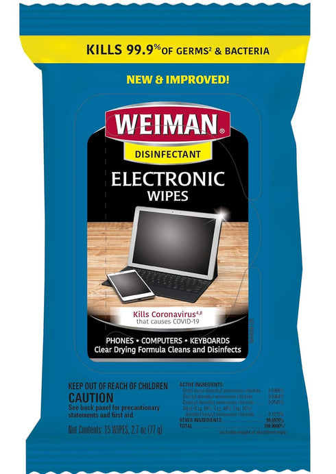 Weiman Disinfecting Electronic Wipes, Safely Clean Your Screen, Laptop, TV, and Equipment