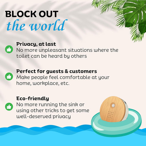 NERRA Bathroom Noise Blocker, Automatically Plays Relaxing Water Sounds for Bathroom Privacy, Blocks Toilet Sounds