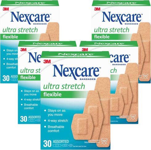 Nexcare Comfort Flexible Fabric Adhesive Bandages, Assorted Sizes, 150 Count (Pack of 5)