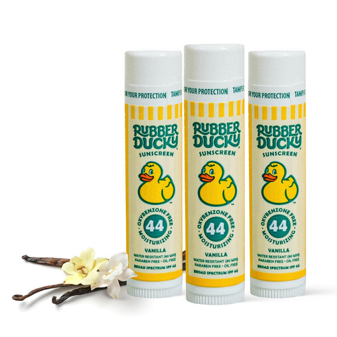 Rubber Ducky Lip Balm with SPF 44, Water Resistant Sunscreen Lip Balm, Vegan, Vanilla Flavor, Broad Spectrum Sunscreen