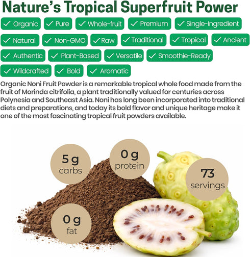 Packed 1 lb Z Natural Foods Noni Fruit Powder - Organic Raw Non-GMO Gluten-Free Superfood - Supports Healthy Digestion