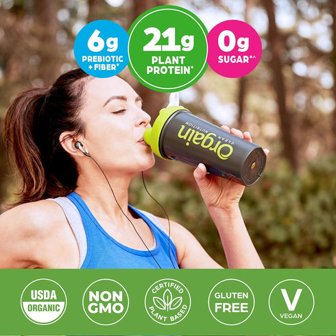 Orgain Organic Vegan Protein Powder, Creamy Chocolate Fudge, 21g Plant Protein, 6g Prebiotic Fiber, Low Carb, No