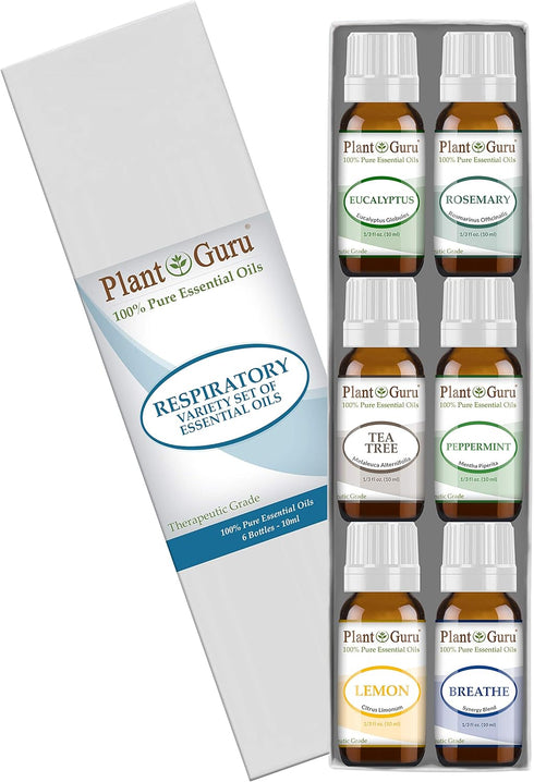 Respiratory Essential Oil Set 6-10 ml Pack Variety Kit for Sinus, Aromatherapy Diffuser.
