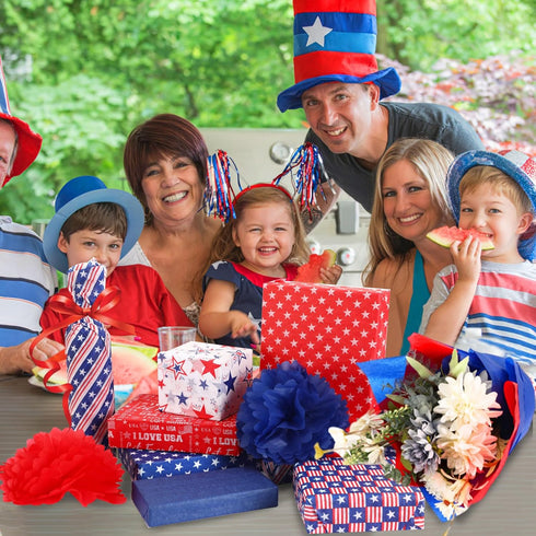 SANNIX 100 Sheets 4th of July Tissue Paper, Red Blue White Stars Gift Wrapping for Independence Day Crafts