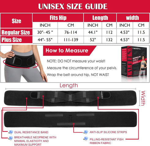 Sacroiliac SI Hip Belt for Women and Men, Adjustable Lower Back Support Brace for Hip Pain Relief, Sciatica Pelvis Brace