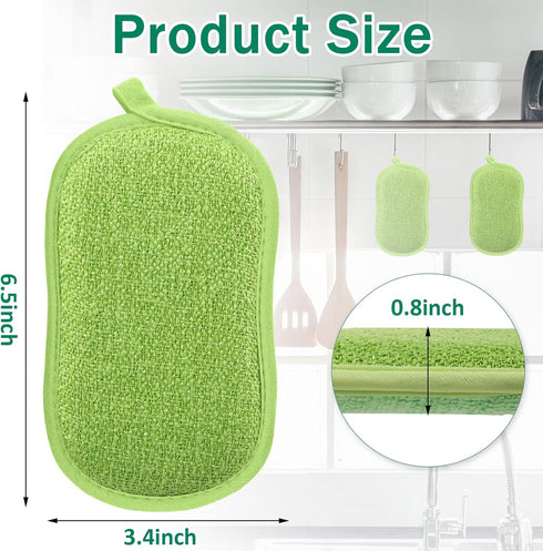 24 Pack Multi Purpose Scrub Sponges Non Scratch Microfiber Sponge Cleaning Dish Scrubber Reusable Dish Sponges for Washing Dishes Along with Heavy Duty Scouring Power (Green) by Shimeyao