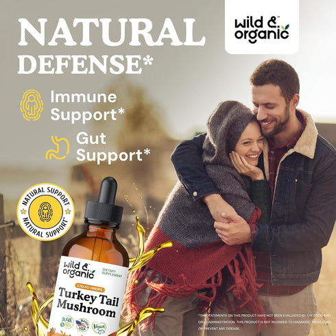 Immune 4 oz Wild & Organic Turkey Tail Mushroom Tincture - Support Drops with Turkey Tail Extract - Liquid Mushroom