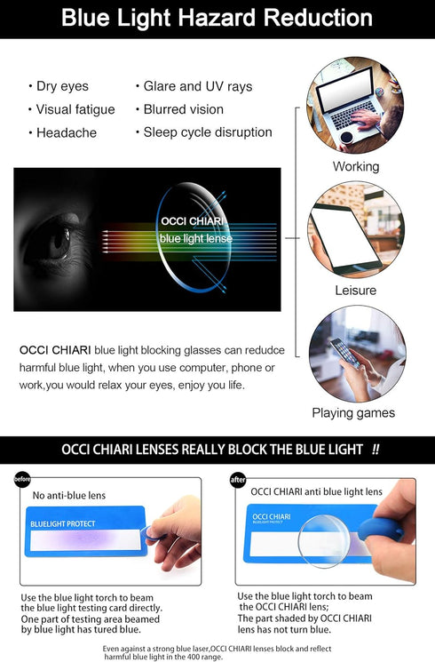 OCCI CHIARI Thin TR90 Rectangular Anti Blue-Ray Reading Glasses for Women (D-Black, 3.0) - 1.0 to 3.0