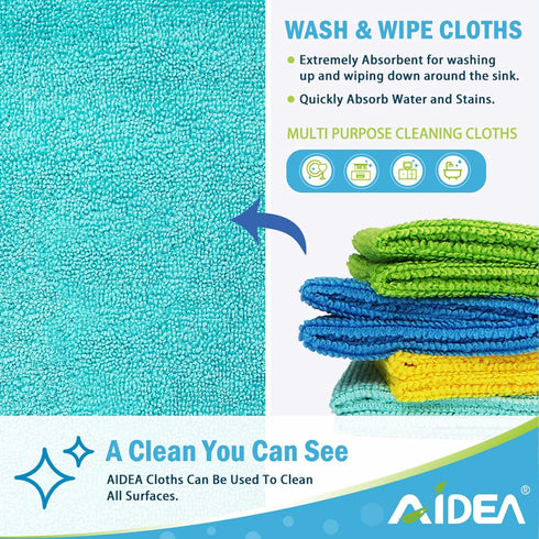 AIDEA Microfiber Cleaning Cloths-100PK, Soft Absorbent Rags for Cleaning, Lint-Free Towels for Home, Car, Window
