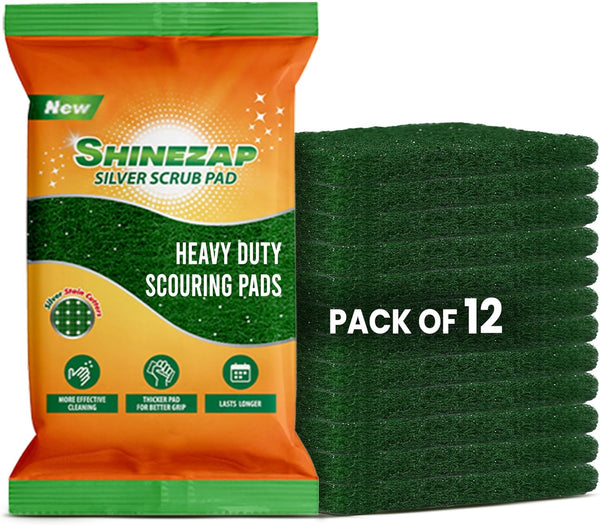 12 PCS Heavy Duty Scour Pads, Green Reusable Scouring Pads for Kitchen, Sink, Garage, Multipurpose Cleaning