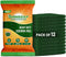12 PCS Heavy Duty Scour Pads, Green Reusable Scouring Pads for Kitchen, Sink, Garage, Multipurpose Cleaning