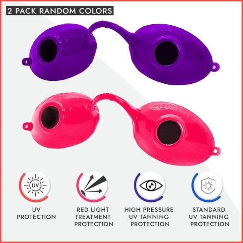 Super Sunnies Tanning Goggles Eyeshields, UV Eye Protection, FDA Compliant, 2 Pairs in Random Colors