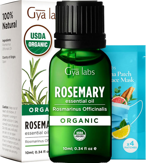 Gya Labs USDA Certified Organic Rosemary Essential Oil, 100% Pure Natural Oil for Hair, Skin & Diffuser