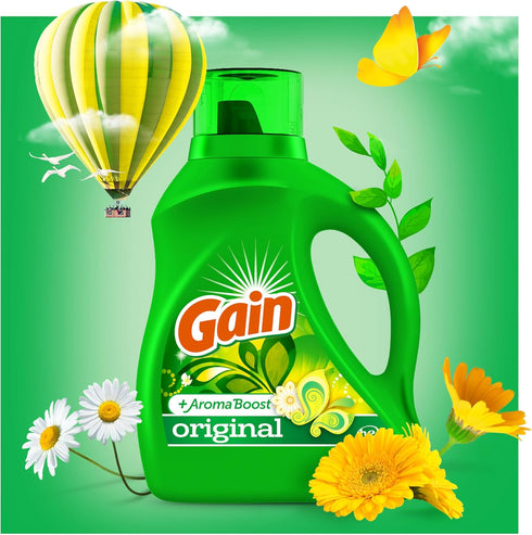 Gain Liquid Laundry Detergent Soap, Original Scent, 90 Loads, 65 Fl Oz (Pack of 2)