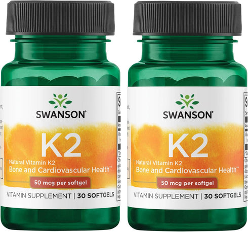Swanson Natural Vitamin K2 (Menaquinone-7 from Natto) 50 mcg 30 Sgels (2