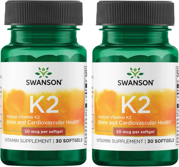 Swanson Natural Vitamin K2 (Menaquinone-7 from Natto) 50 mcg 30 Sgels (2