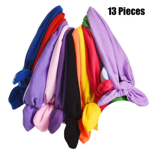 WILLBOND 13 Pieces Hair Bands Bows, Solid Color Knot Headwrap Bowknot Hair Accessories for Women