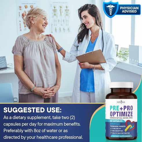 NEW AGE Pro Optimize Probiotics for Women, Menopause, Digestive Health, Relief for Bloating, Hot Flashes (60 Pack)