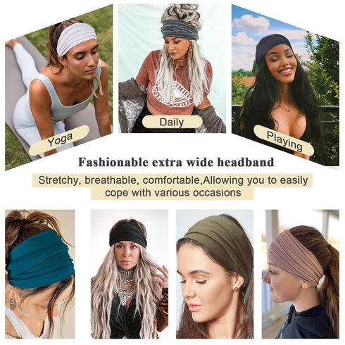 XTREND 6 Pcs Wide Headbands for Women, Extra Large Turban Stretch Fashion Hairband for Workout