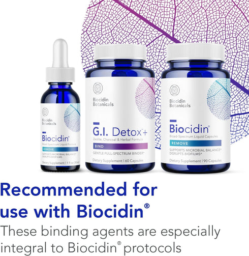 Biocidin G.I. Detox+ Gentle Binder, 60 Capsules, Activated Charcoal, Zeolite & Aloe for Digestive Health