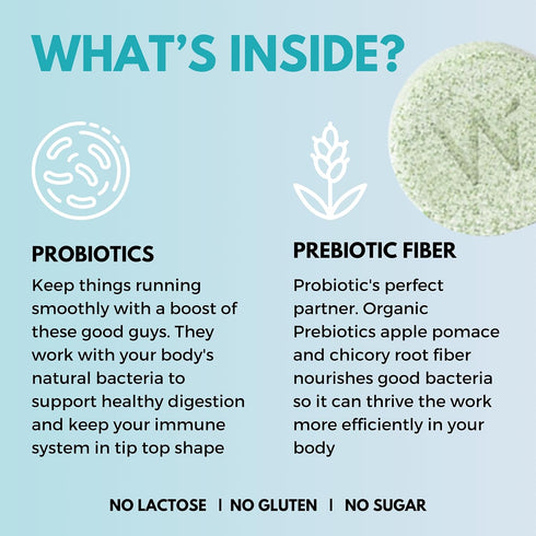 WELLBEING NUTRITION Daily Probiotic + Prebiotic - 42 Effervescent Tabs, 18 Billion CFU, 6 Strains for Digestion