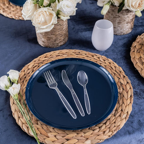 set, 360 180 120 60 Party Bargains Disposable Cutlery SAPPHIRE Design, Clear Color, Pieces: Forks, Spoons, Knives