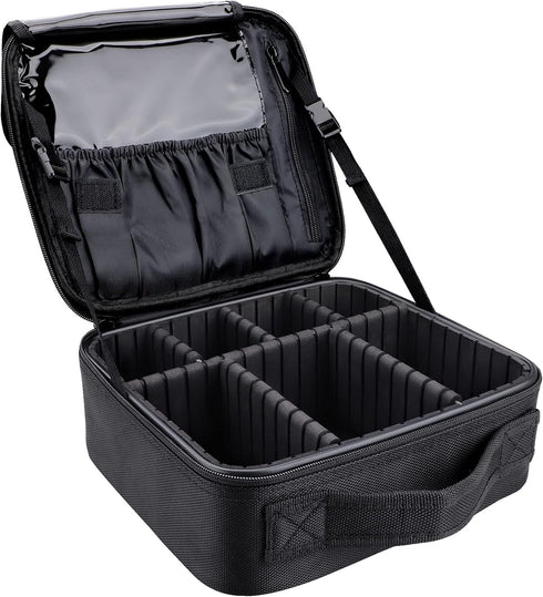 JOURMON Travel Makeup Bag - Portable Cosmetic Case Organizer with Adjustable Dividers for Makeup Brushes and Accessories