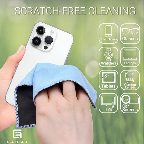 Microfiber Cleaning Cloths: 10 Pack, 6.6 x 6.2", Double-sided Cloths for Smartphones, LCD TV, Tablets, and Camera Lenses