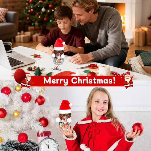 MUOUAKATE Christmas Money Holders for Cash, Christmas Mason Jar with Santa Hat Scarf and Stickers, DIY Cash Holder