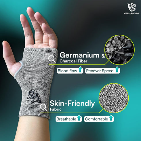 Vital Salveo Wrist Compression Recovery Sleeve, Carpal Tunnel Hand Brace (Medium)