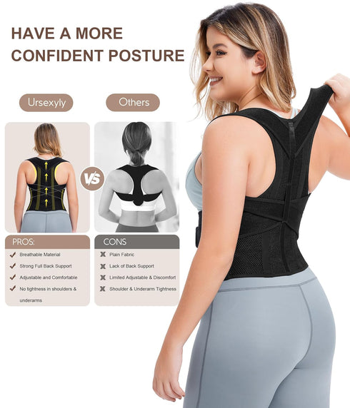 URSEXYLY Adjustable Back Brace Posture Corrector for Women, Full Back Support for Upper and Lower Back Pain Relief