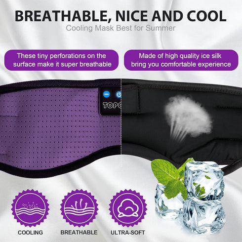 TOPOINT Bluetooth Sleep Eye Mask, Wireless Headphones for Travel with Microphone for Side Sleepers