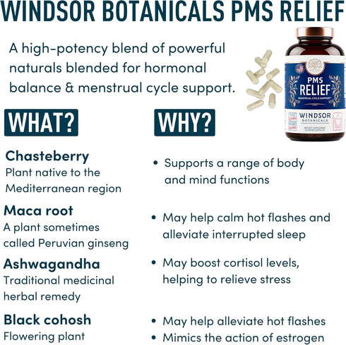 PMS Support Supplement for Women, Chasteberry, Maca Root, Ashwagandha - Period Relief and Mood Support