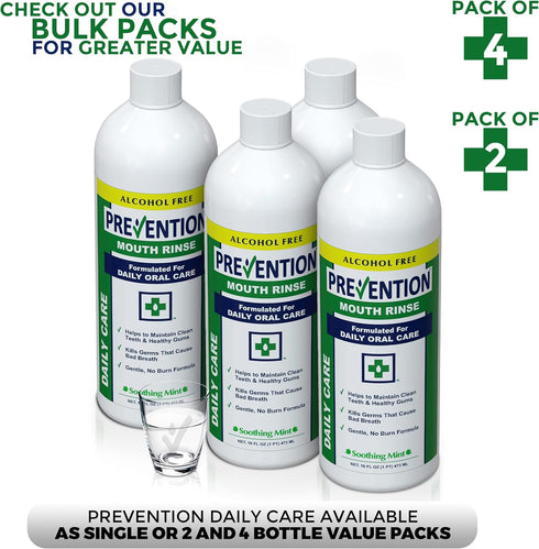 Prevention Daily Care Alcohol Free Mouthwash, Hydrogen Peroxide, Gum Care, Teeth Whitening, 16 oz, 2 Pack
