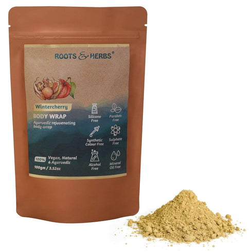 ROOTS AND HERBS Ayurvedic Body Wrap Shower Powder for Women & Men - Vegan, Paraben Free, No SLS