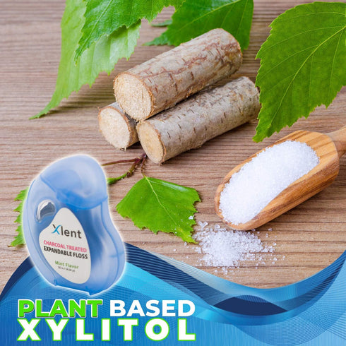 Expandable Floss Treated with Activated Charcoal, Xylitol & Natural Plant Based Wax, Fresh Mint Flavor, 50 Meter (6