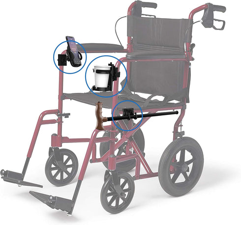 Pack, 2 Mobility Combo Hook, Phone and Cup Holder for Walker, Portable Beverage Holder for Wheelchair and Strollers