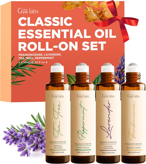 Set Set 5x0.34 Oz Classic & Patchouli Roll on Essential Oils for Skin - Aromatherapy Grade Essential Oils - Fl - Gya