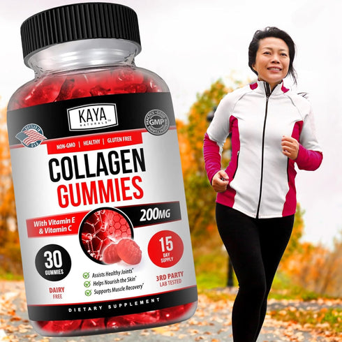 Kaya Naturals Collagen Gummies for Men & Women - 1000mg Hydrolyzed Collagen, Vitamin C & Biotin, 30 Count.